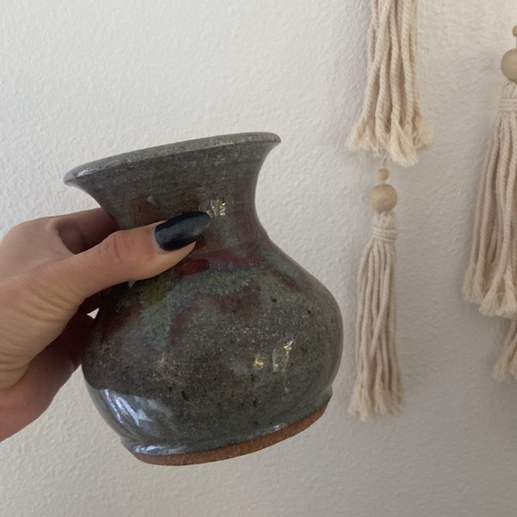 Vintage handmade stoneware vase home decor pottery accent gift - Picture 5 of 12